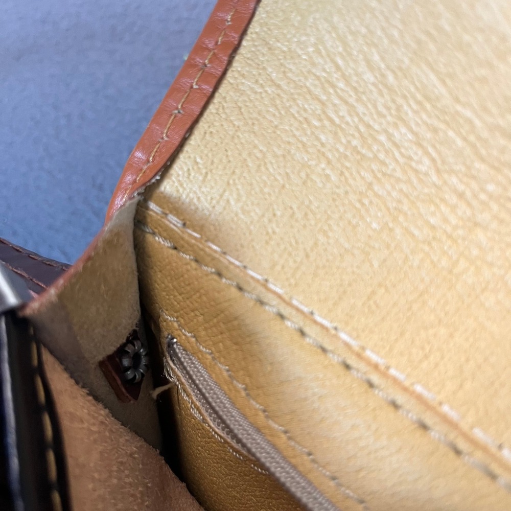 Vera Pelle Italian Multi Colorblock Leather Saddle Crossbody Bag Brown Blue Sm - Picture 6 of 10